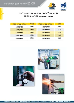 משורים למכונת טרנייגר תוצרת גרמניה משורי שריפה